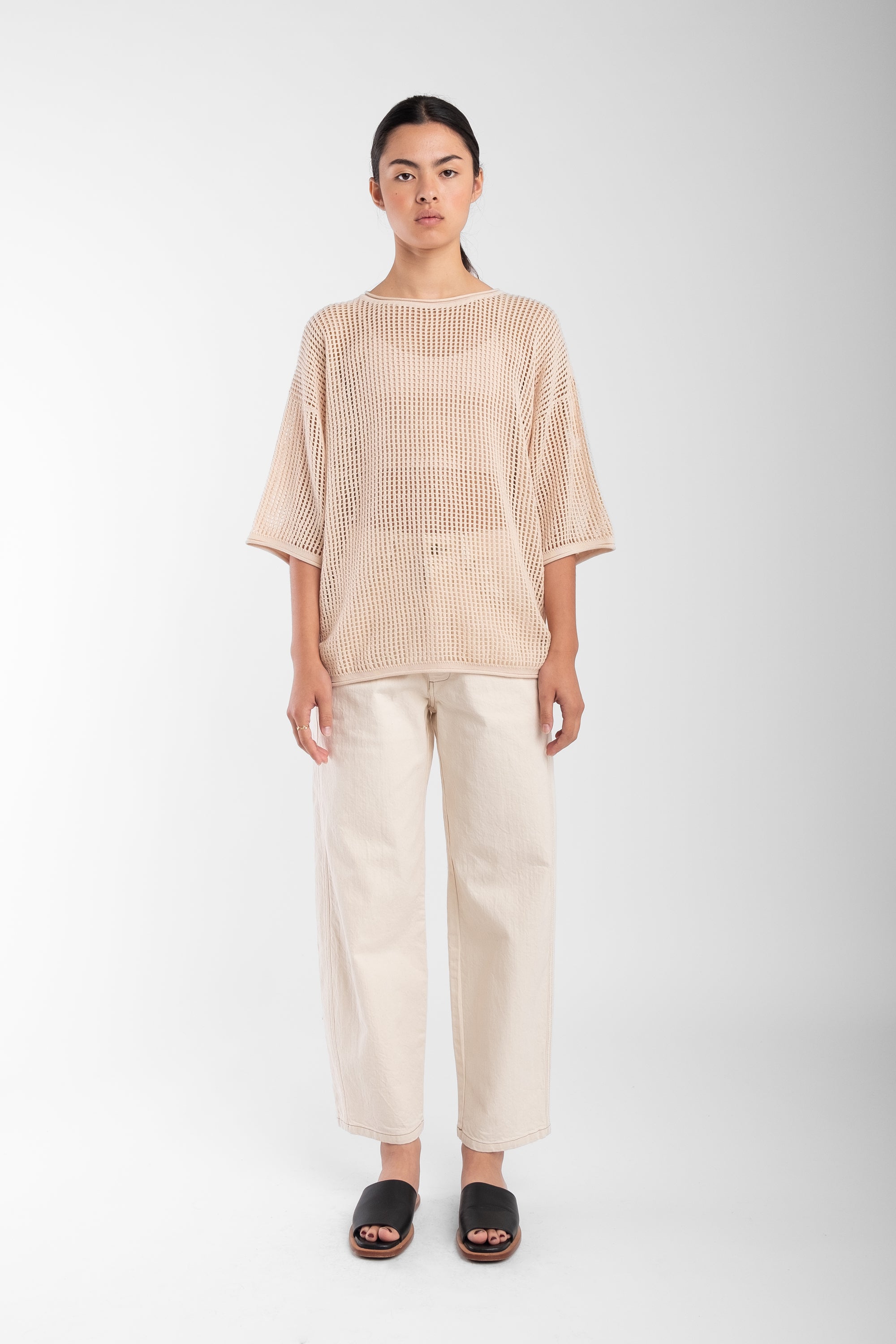 Cream Lattice Tee