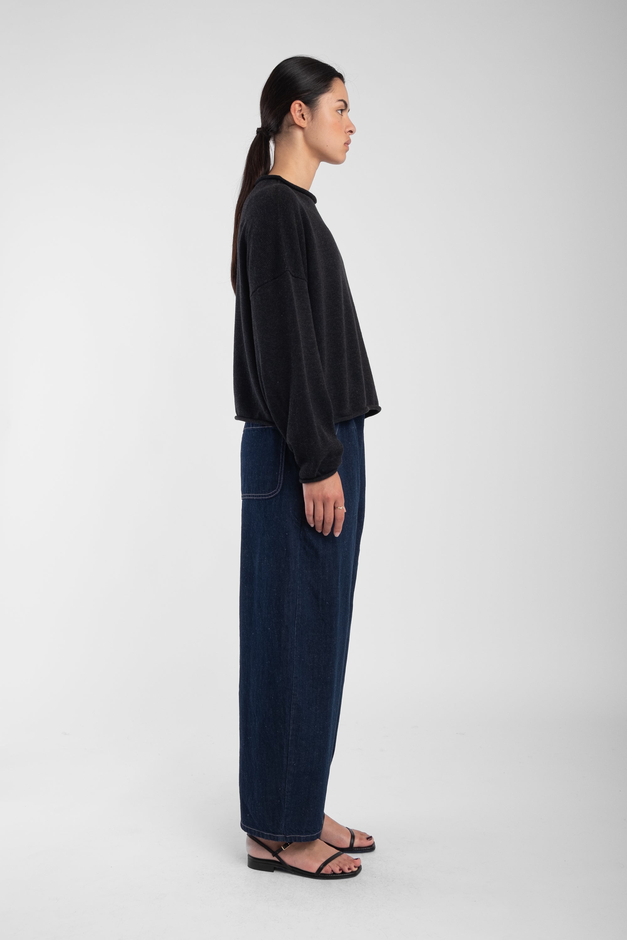 Faded Black Rolled Sweater