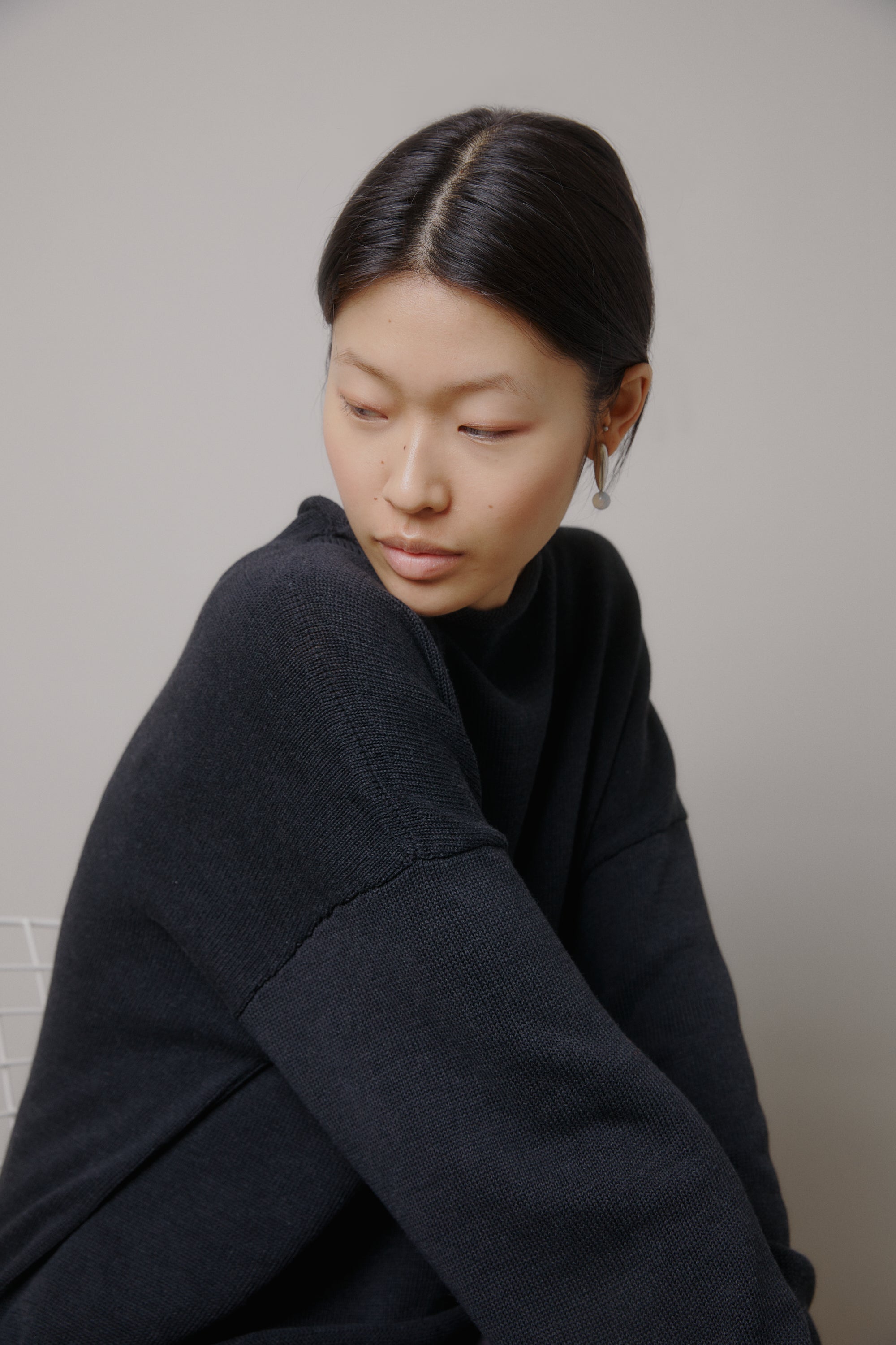 Faded Black Rolled Sweater