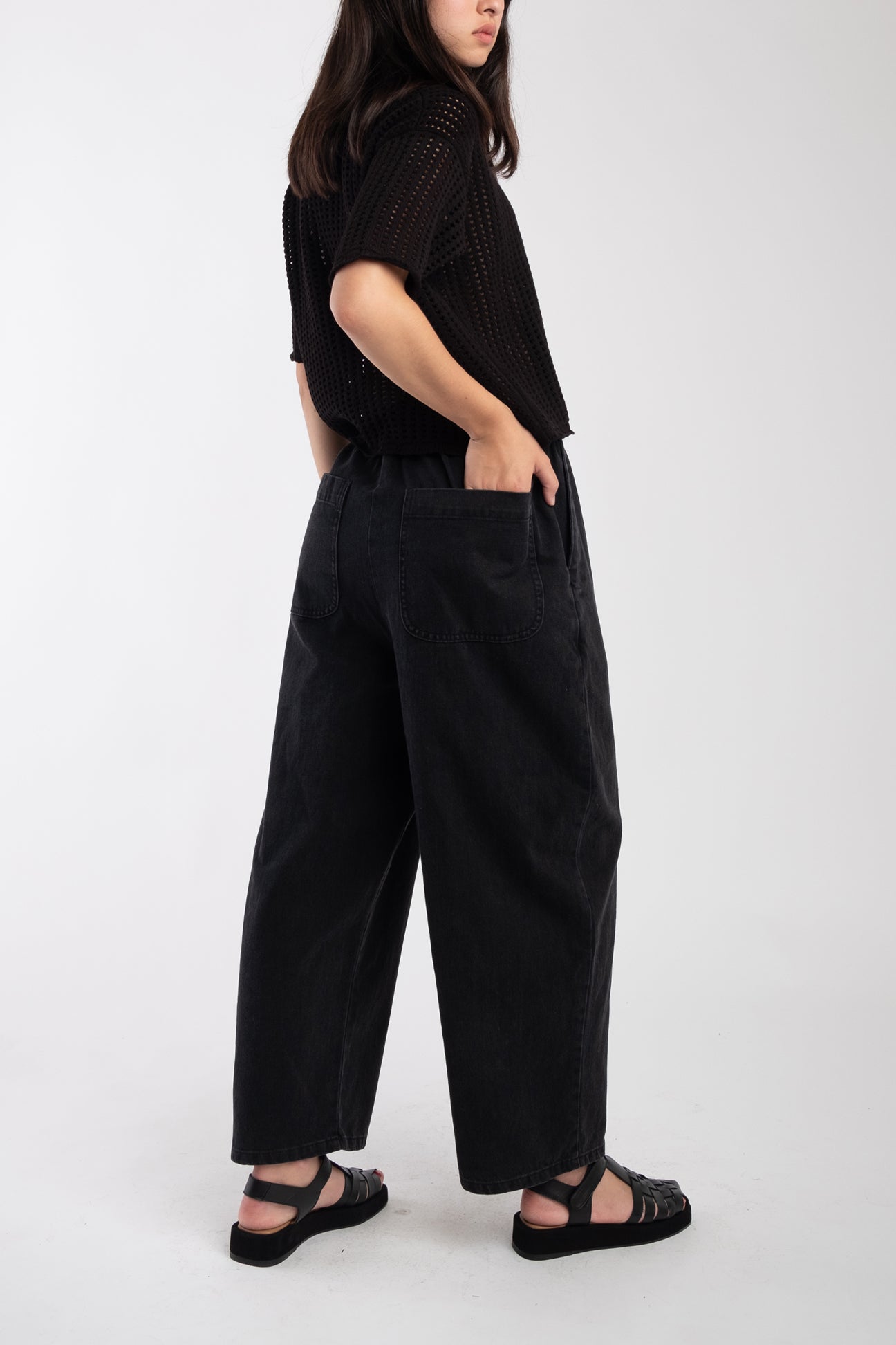 Faded Black Barrel Pant