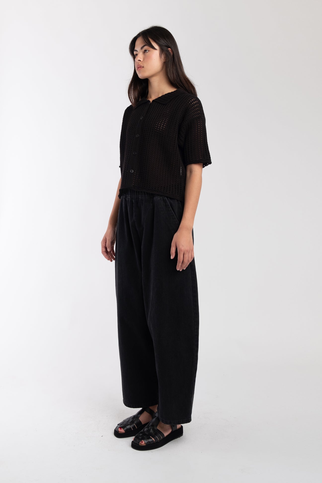 Faded Black Barrel Pant