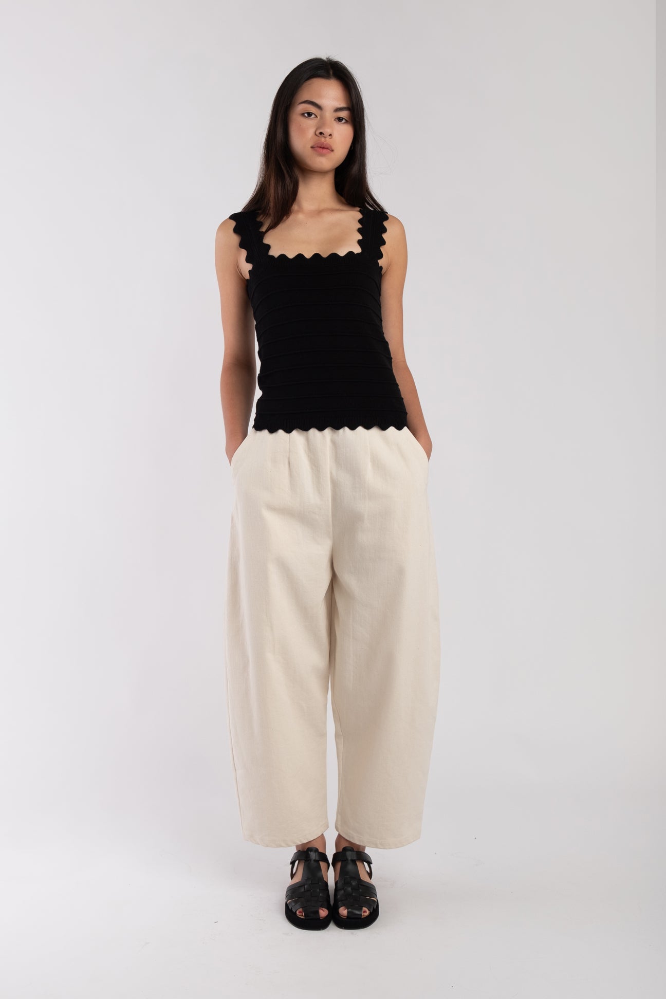 Cream Barrel Pant