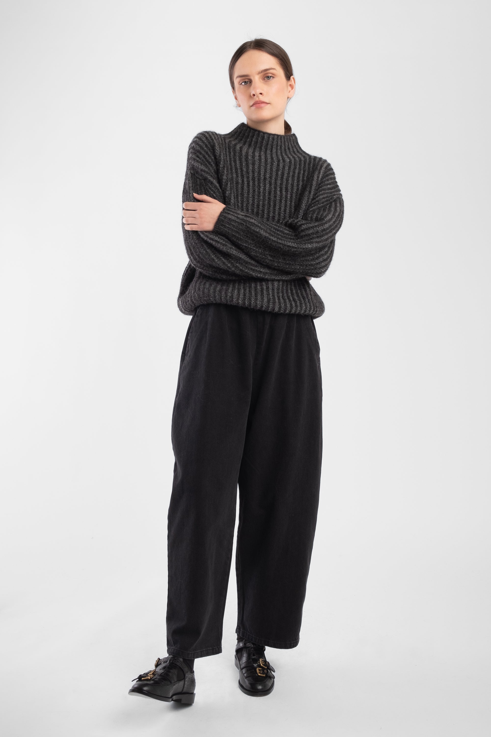 Faded Black Barrel Pant