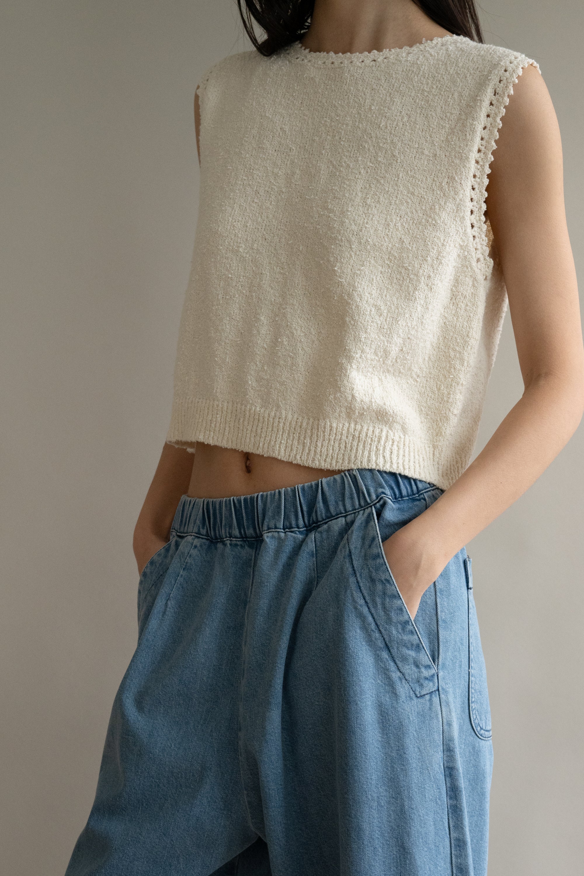 Cream Boucle Tank
