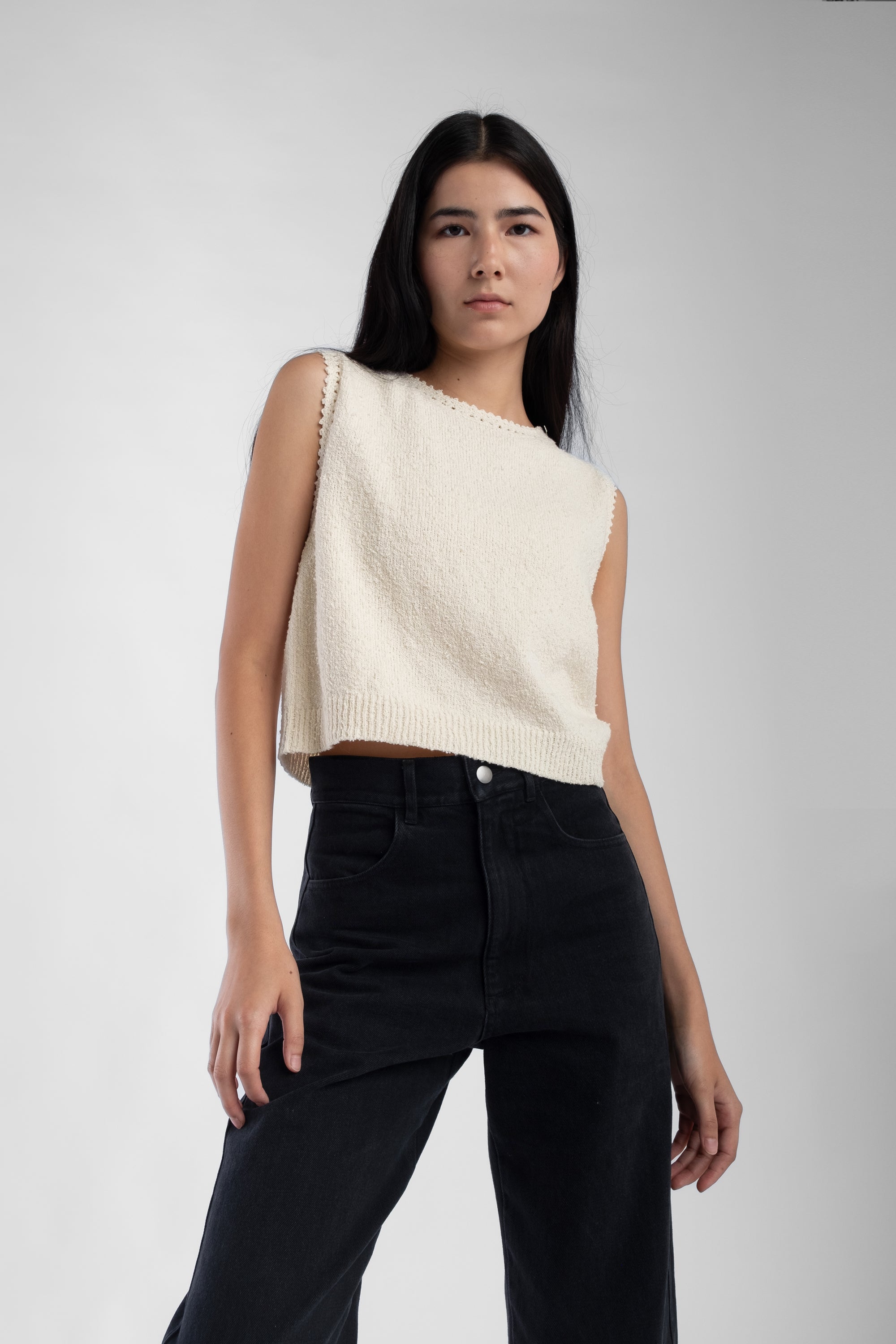 Cream Boucle Tank