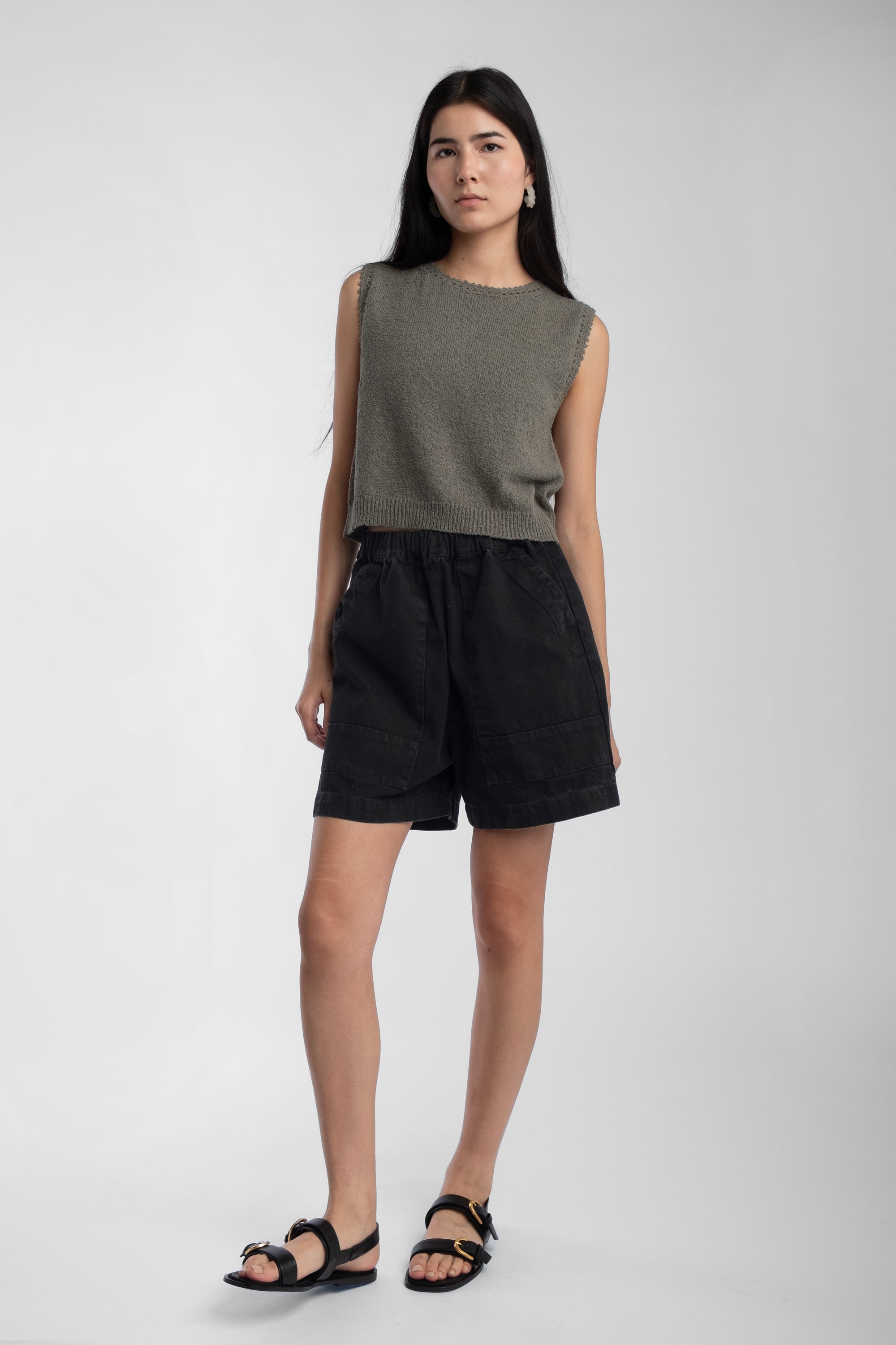 Fog Green Boucle Tank