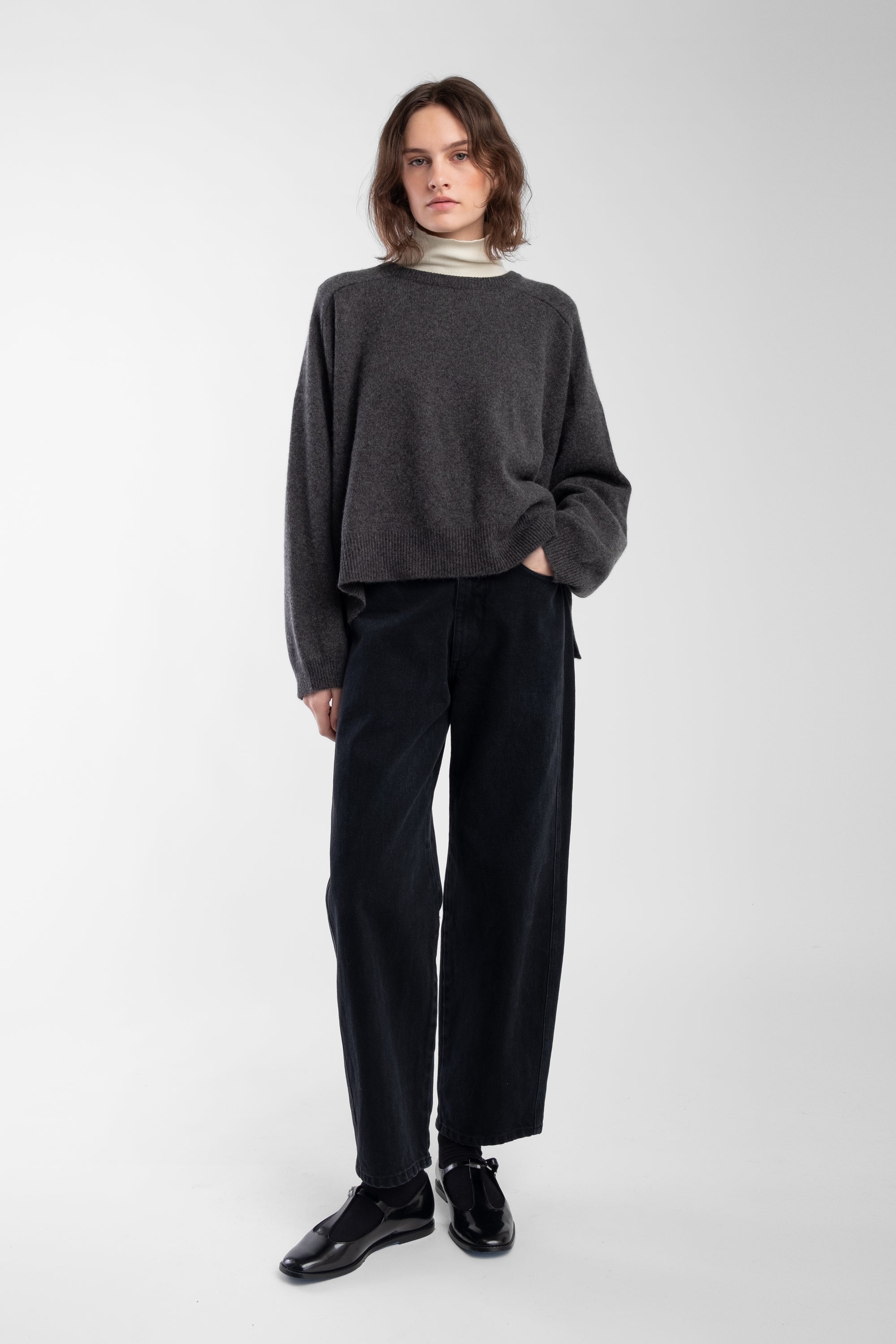 Charcoal Cashmere Shell Sweater