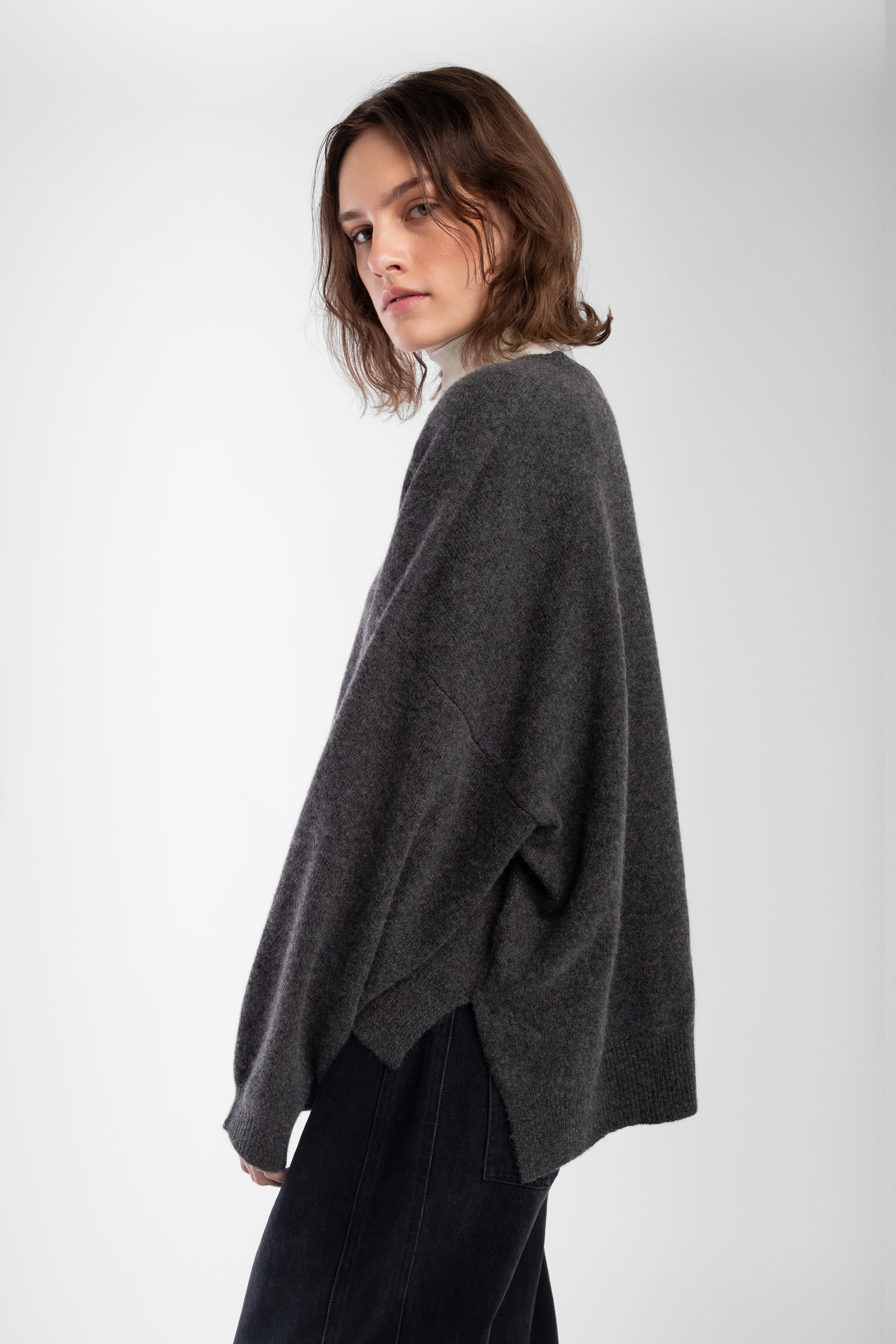 Charcoal Cashmere Shell Sweater