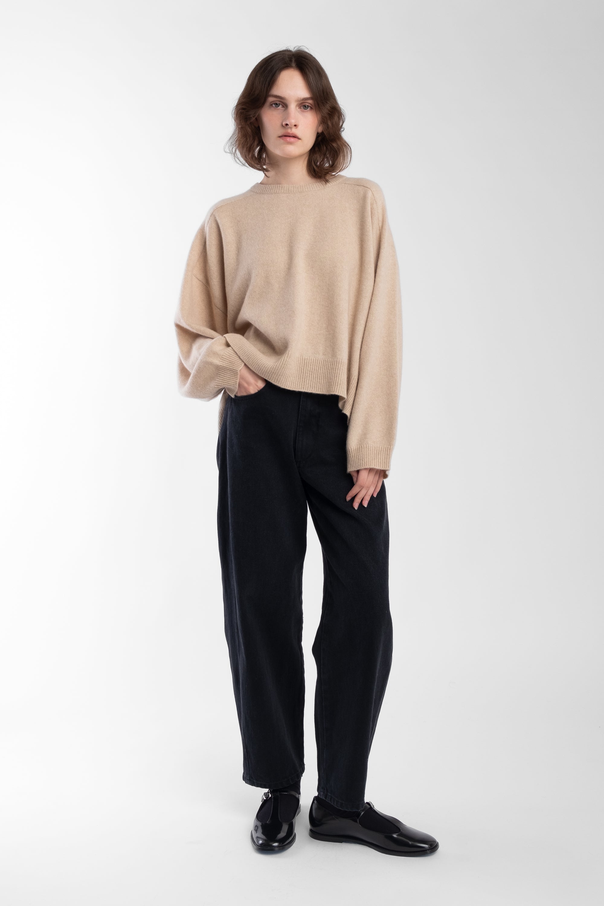 Sand Cashmere Shell Sweater