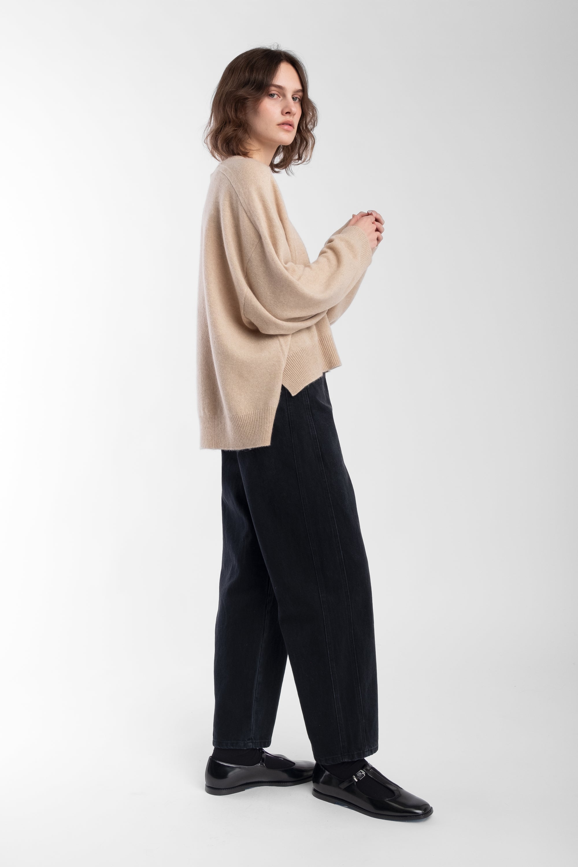 Sand Cashmere Shell Sweater
