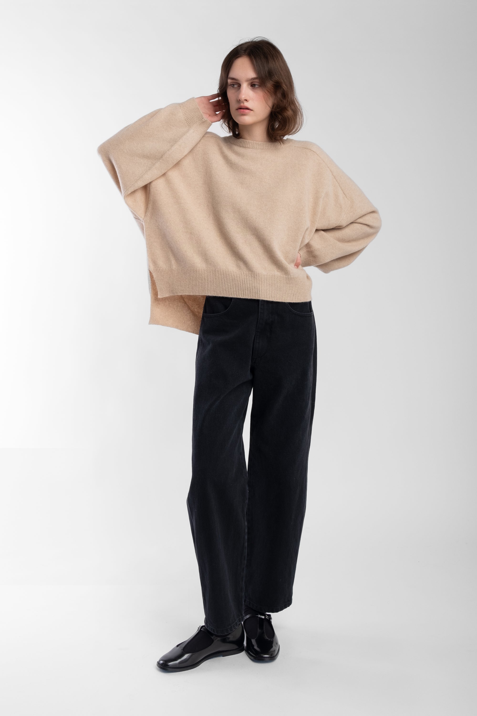 Sand Cashmere Shell Sweater