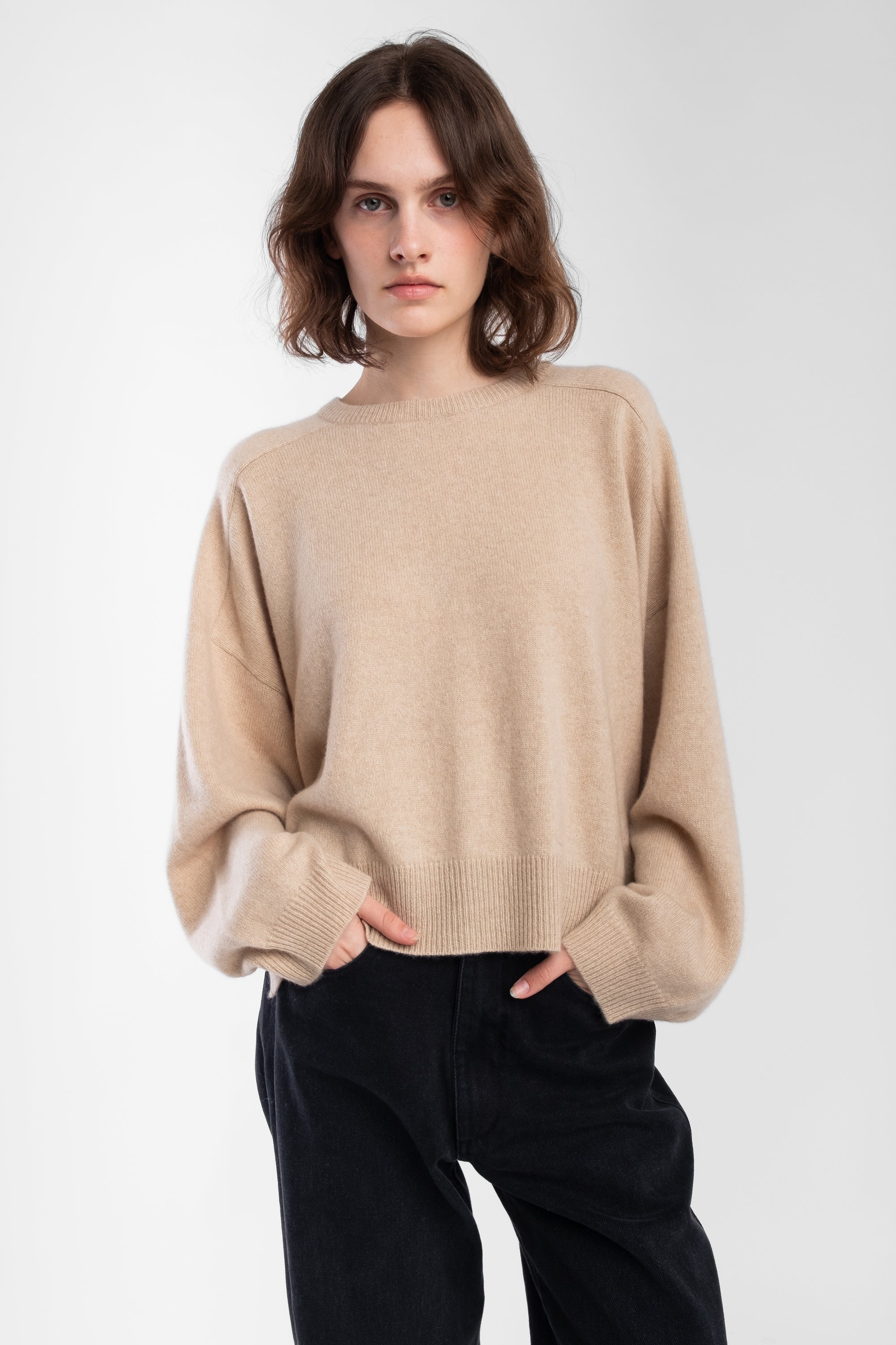 Sand Cashmere Shell Sweater