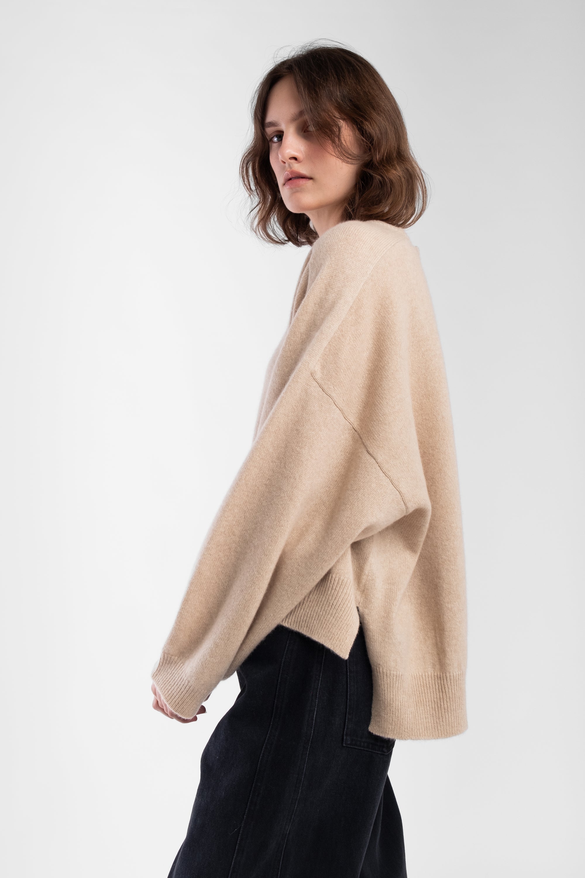 Sand Cashmere Shell Sweater