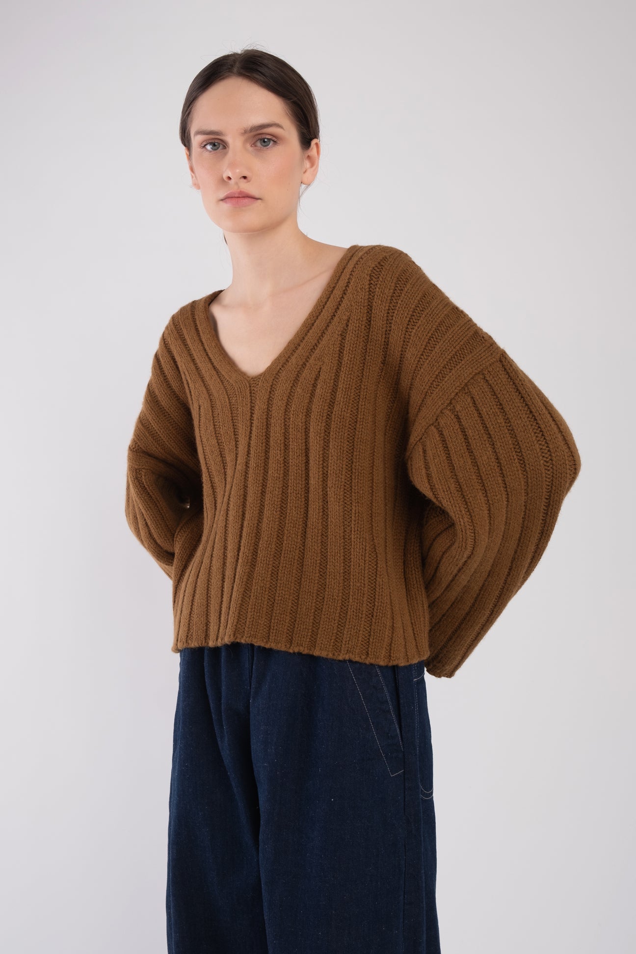 Golden Cropped Rib Pullover