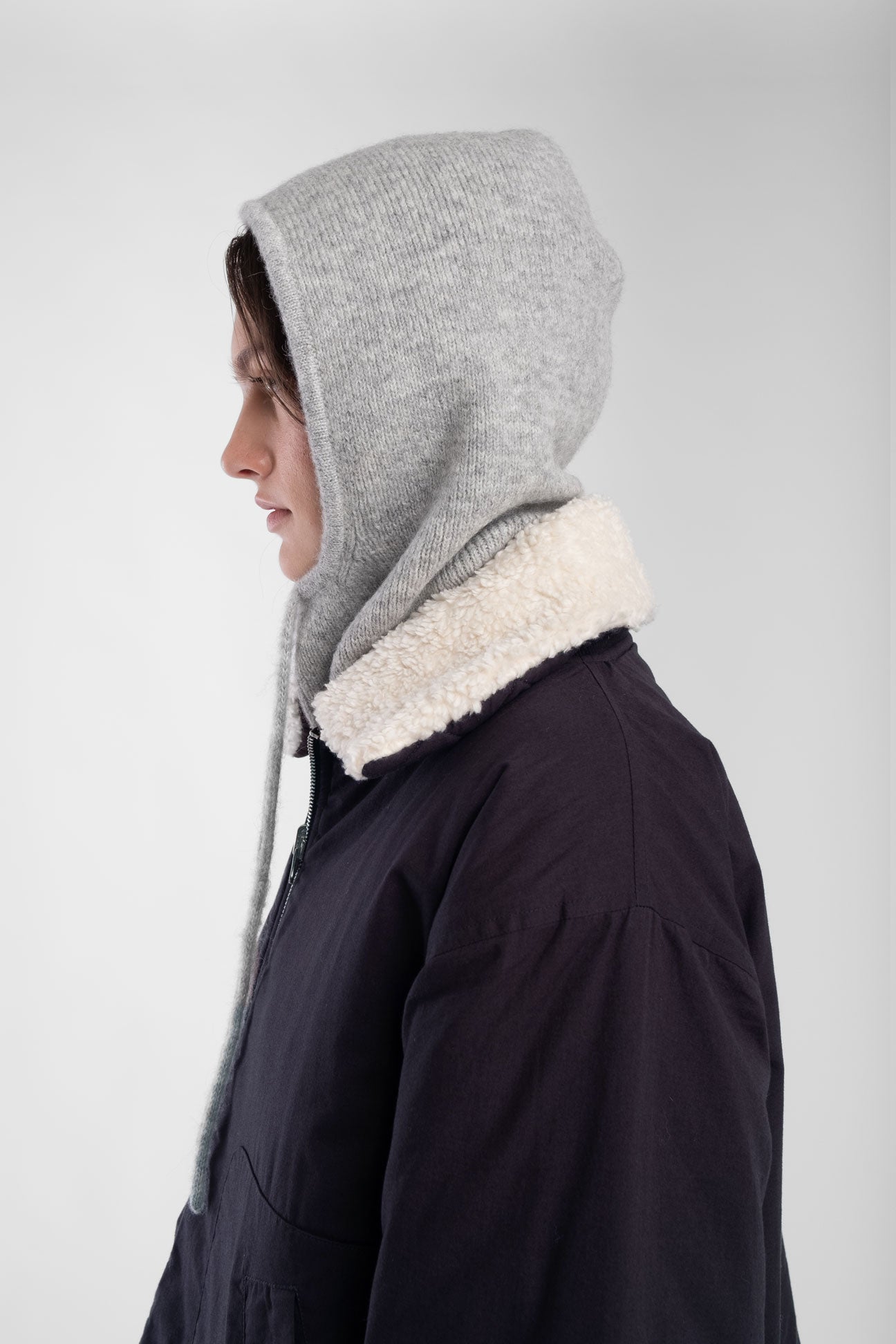 Heather Grey Knit Hood