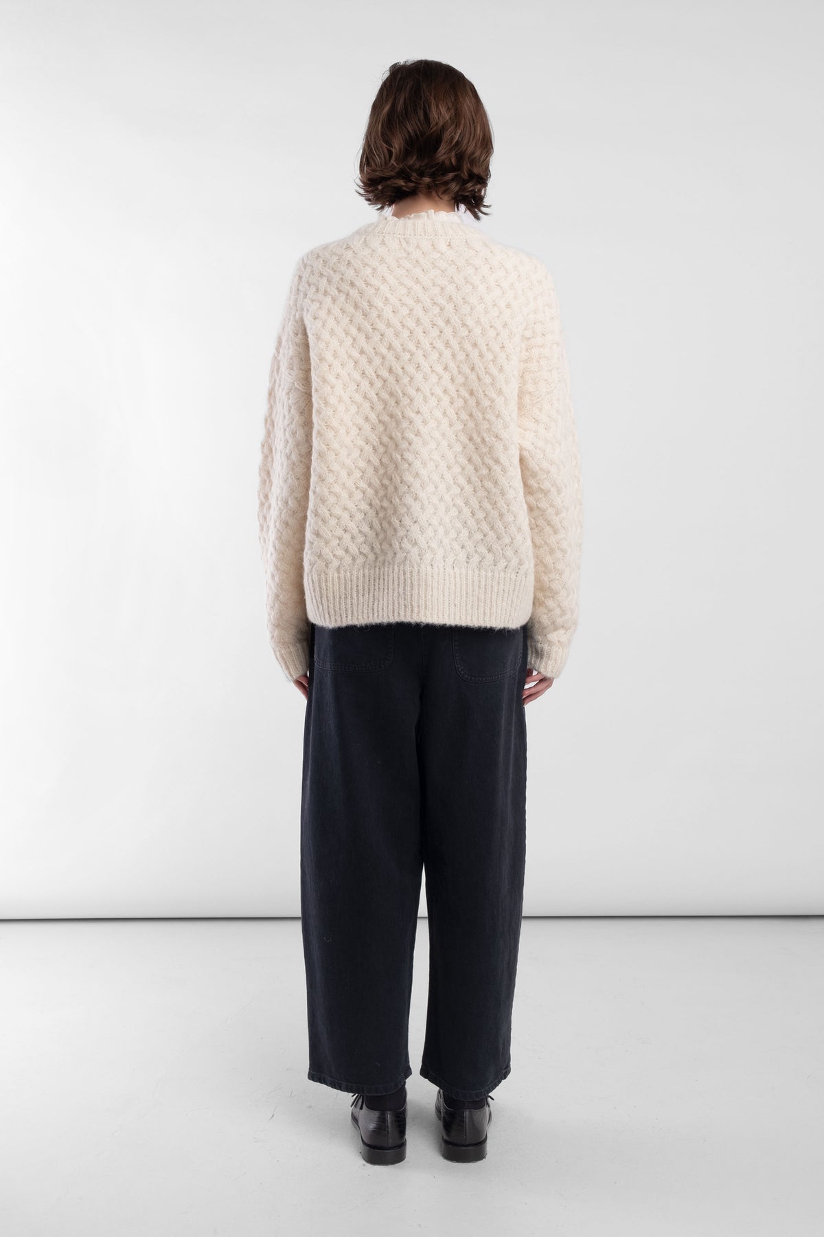 Cream Knit Weave Pullover