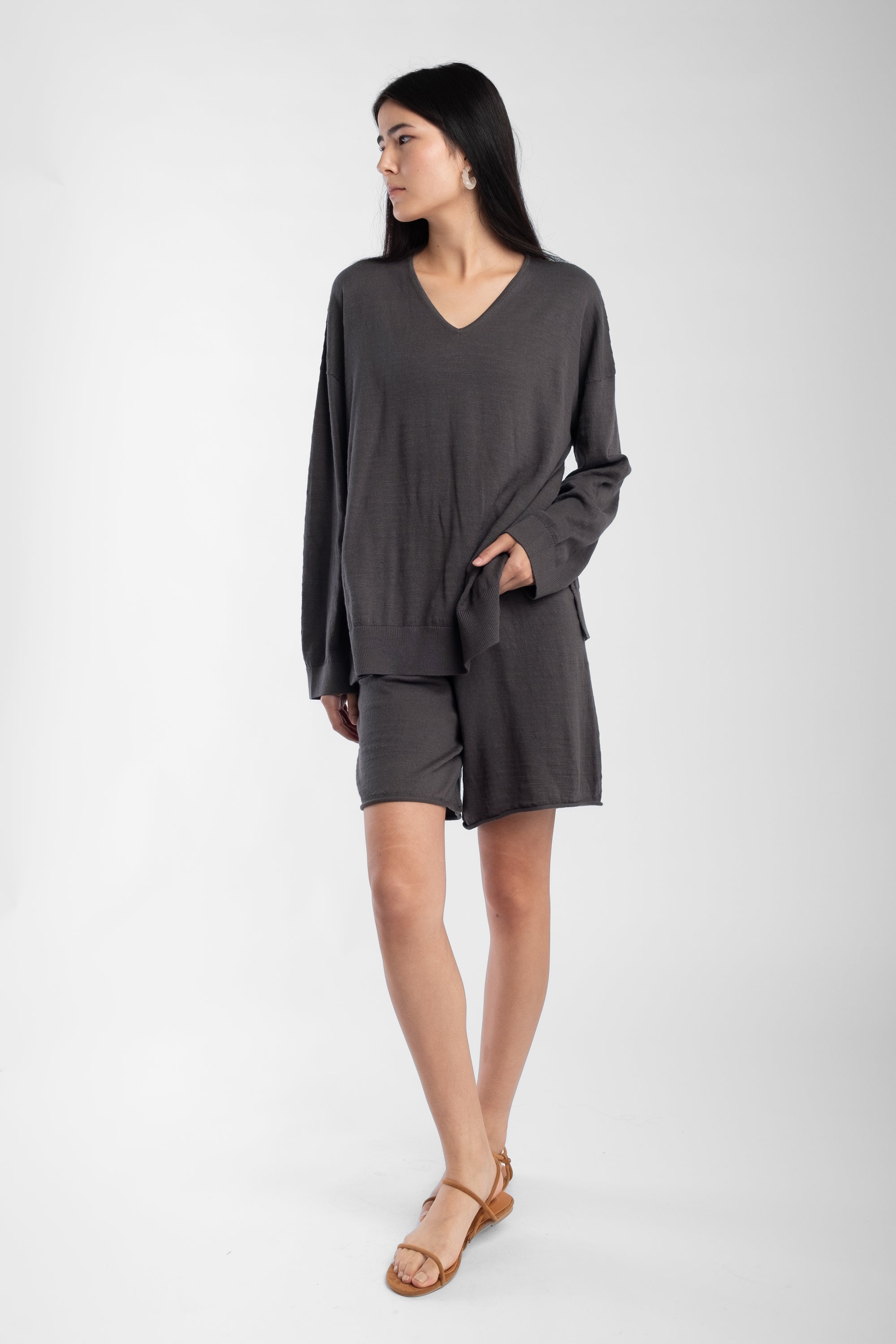 Charcoal Light V Sweater