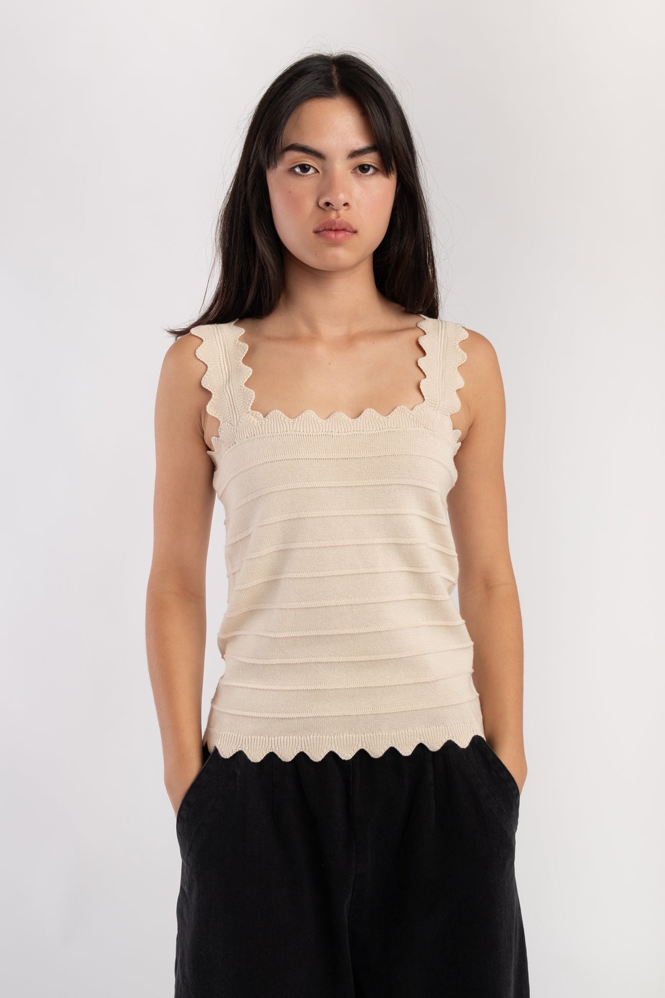 Cream Scallop Tank