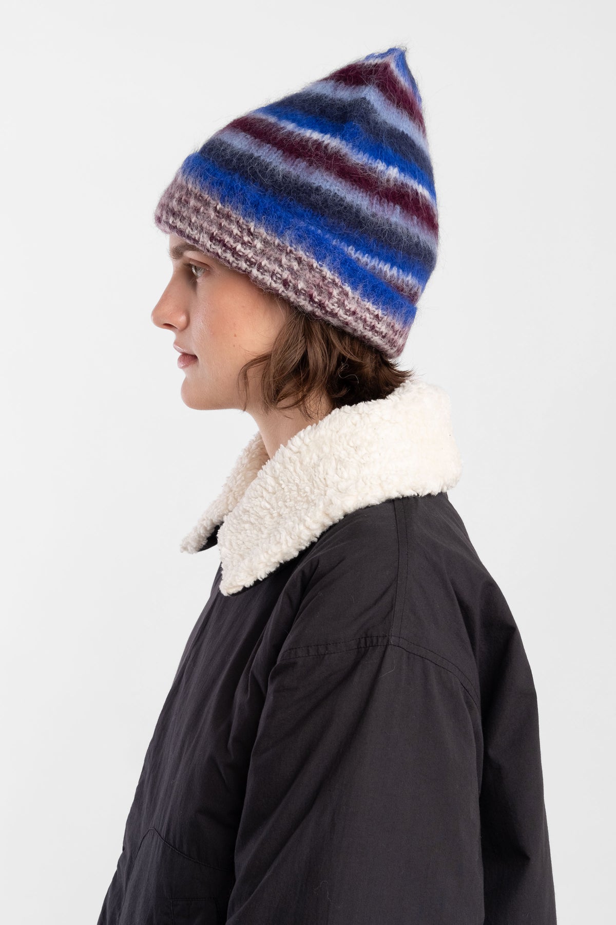 Electric Blue/Burgundy Brushed Striped Hat