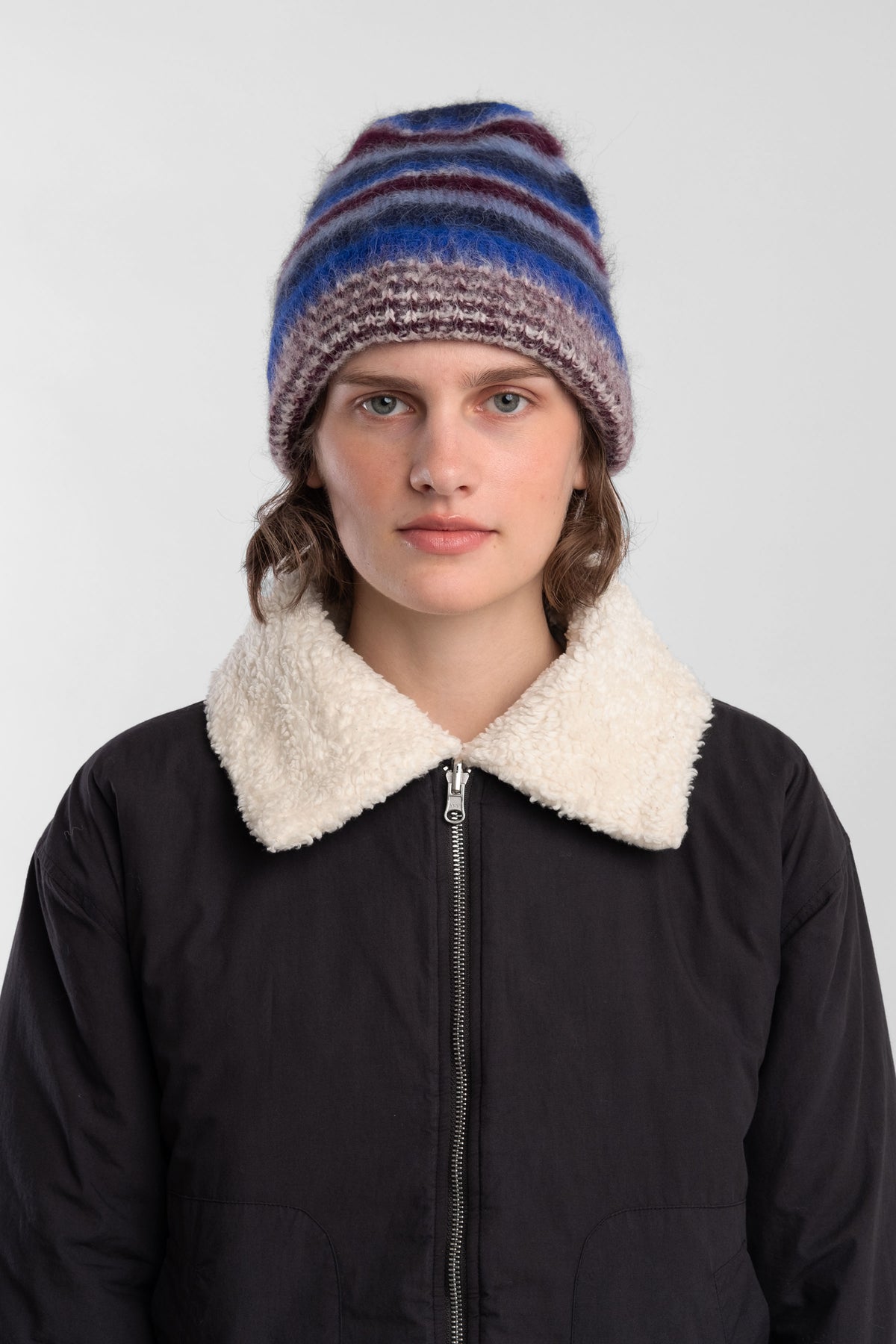 Electric Blue/Burgundy Brushed Striped Hat