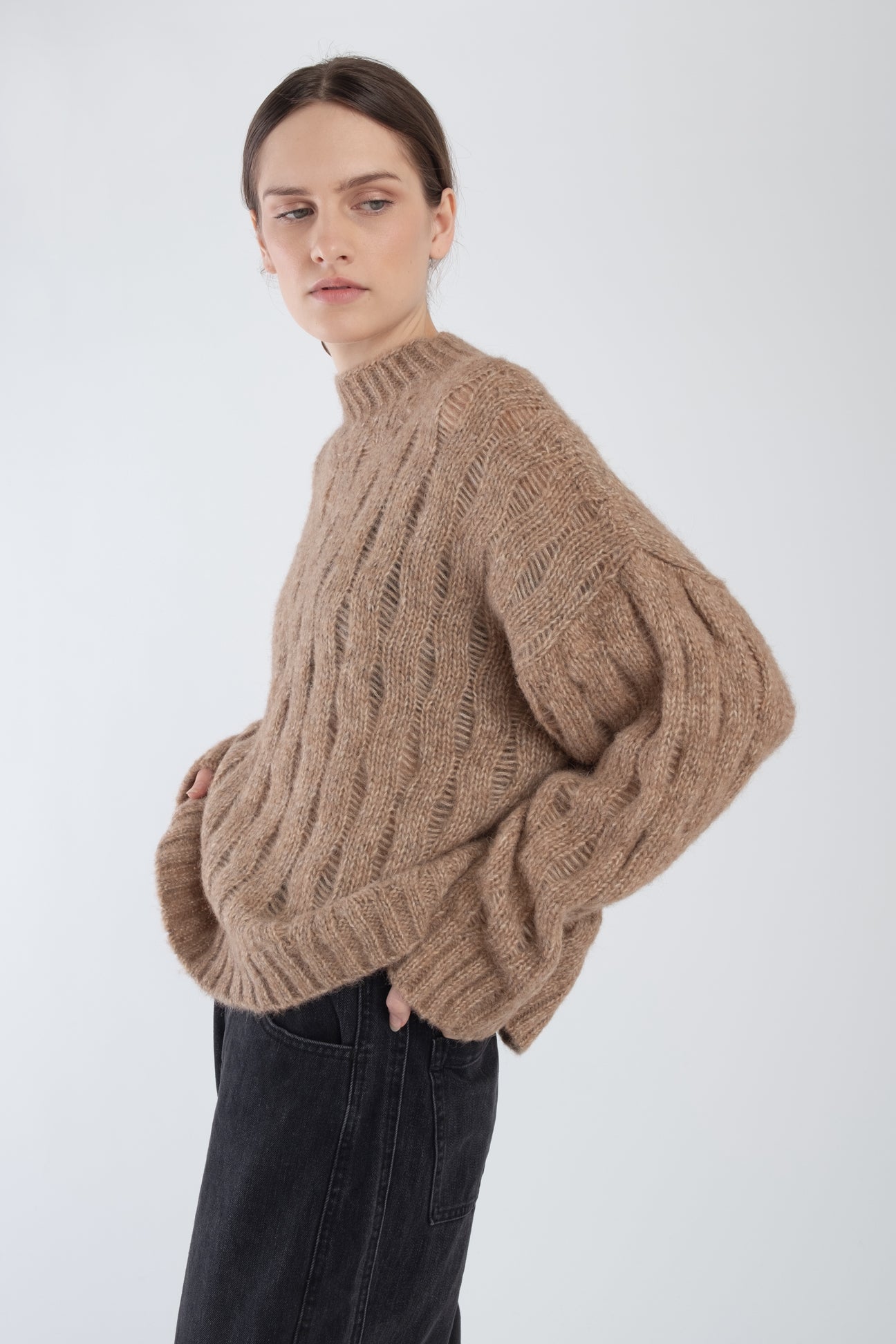 Caramel Wave Cable Pullover