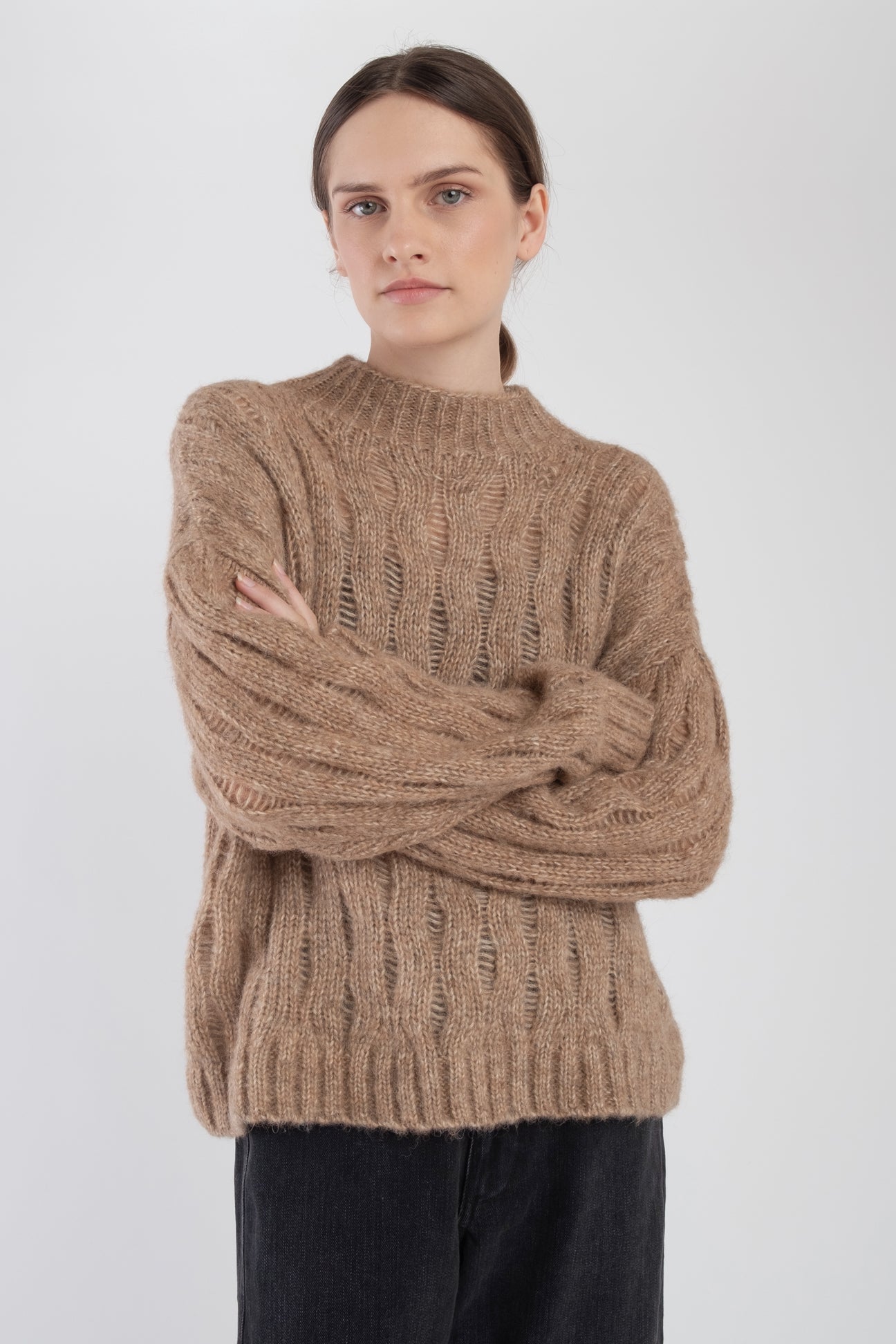 Caramel Wave Cable Pullover